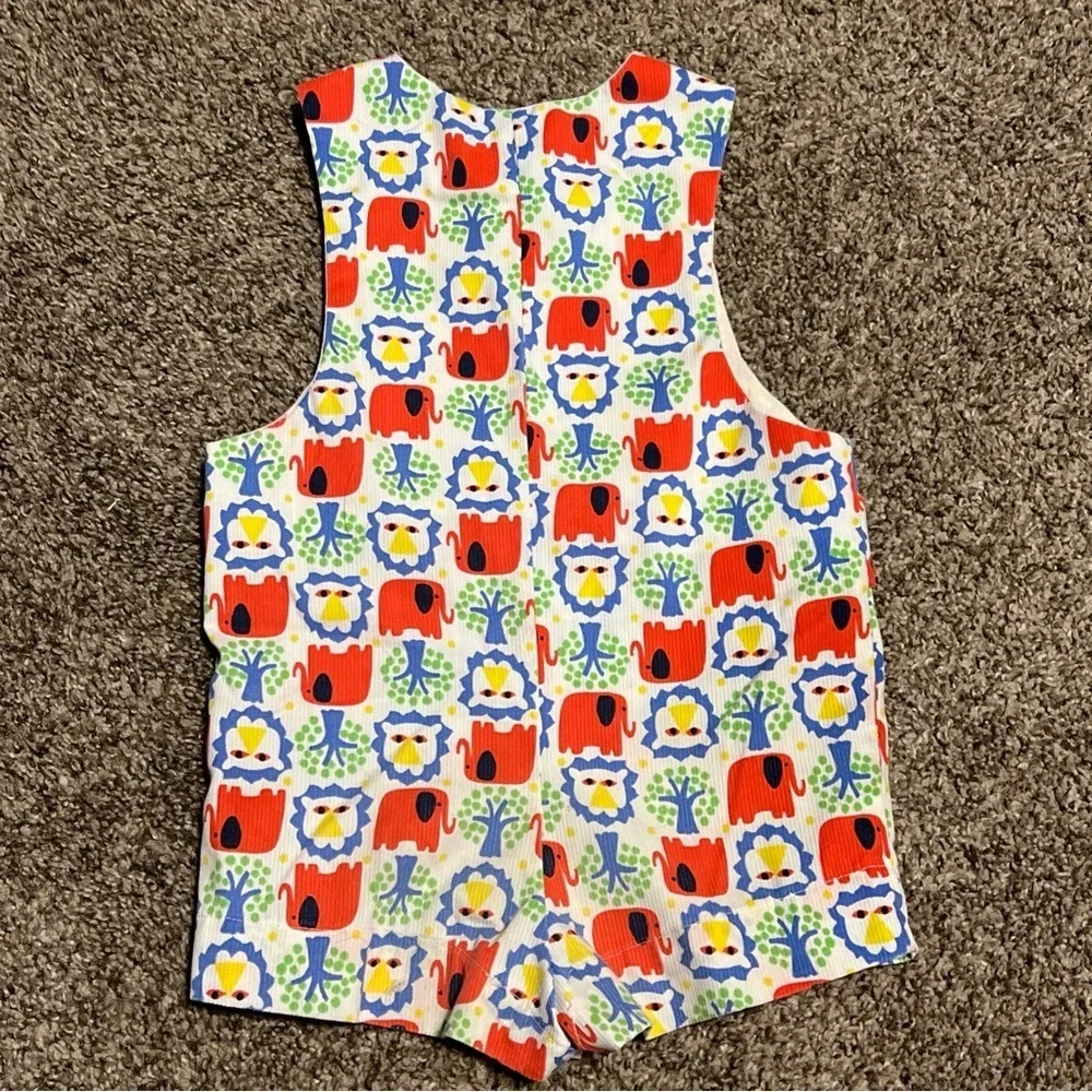 Vtg 60s Goodlord Tailored short overalls Elephant Red white blue 12M